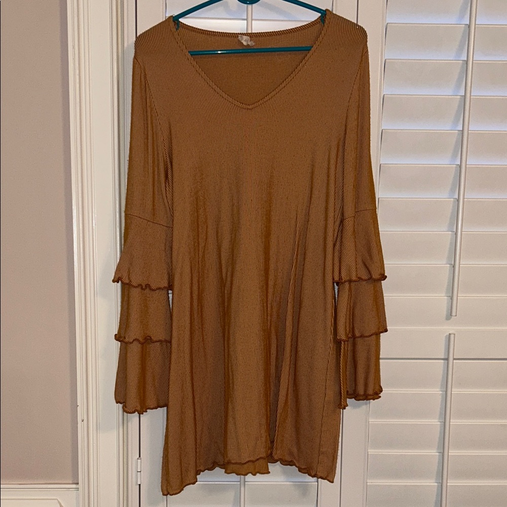 Altar'd State Brown Long Sleeve Dress